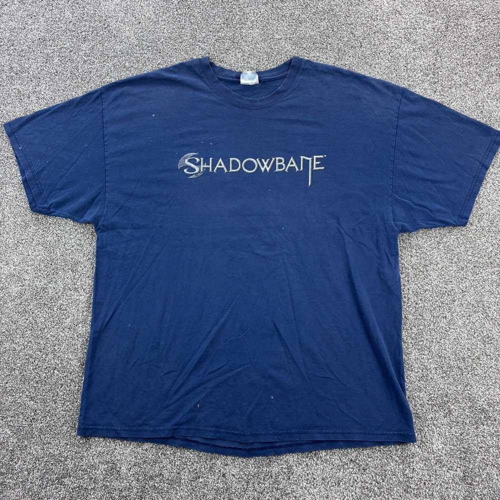 Vintage Y2K Shadowbane Shirt Mens 2XL Navy Blue Sword Video Game‎ MMORPG Ubisoft